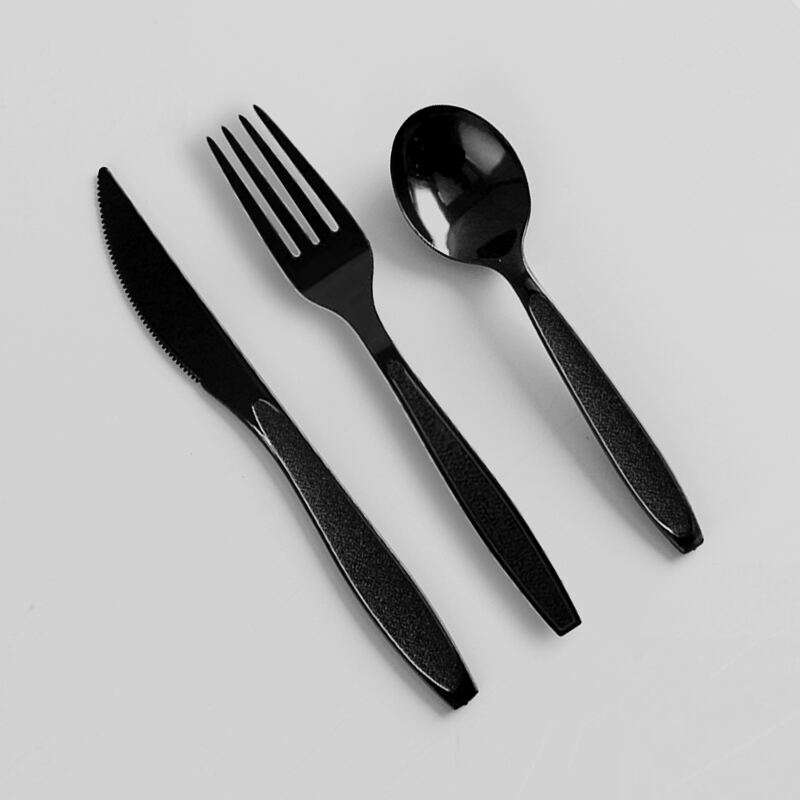 5g PS Disposable Plastic Cutlery Set - Knife, Fork,Spoon And Spork Black  PS-44