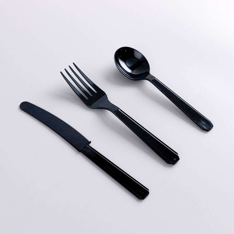 4.2g PS Disposable Plastic Cutlery Set - Knife, Fork,Spoon And Spork Black  PS-74