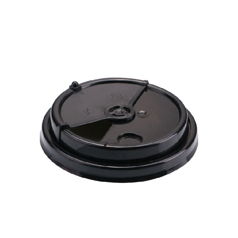 89mm PP Plastic Cup Lids - Rotating cover with hole/Black/White,PP-89F-09