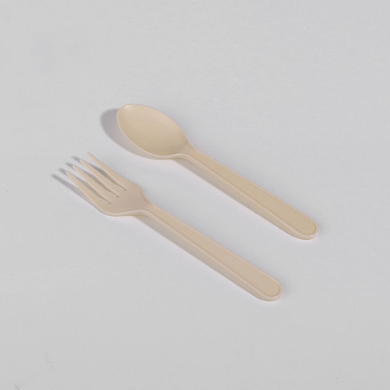 4” Corn Starch Disposable Cutlery Set - Fork,Spoon And Spork White  Bio-4”