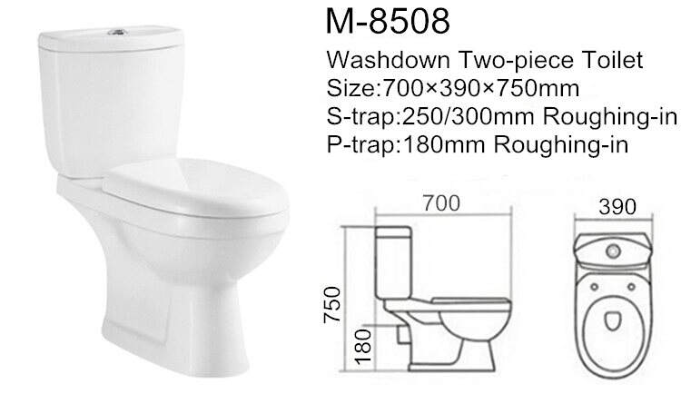 Chaozhou factory bathroom cheap washdown ceramic two piece toilet