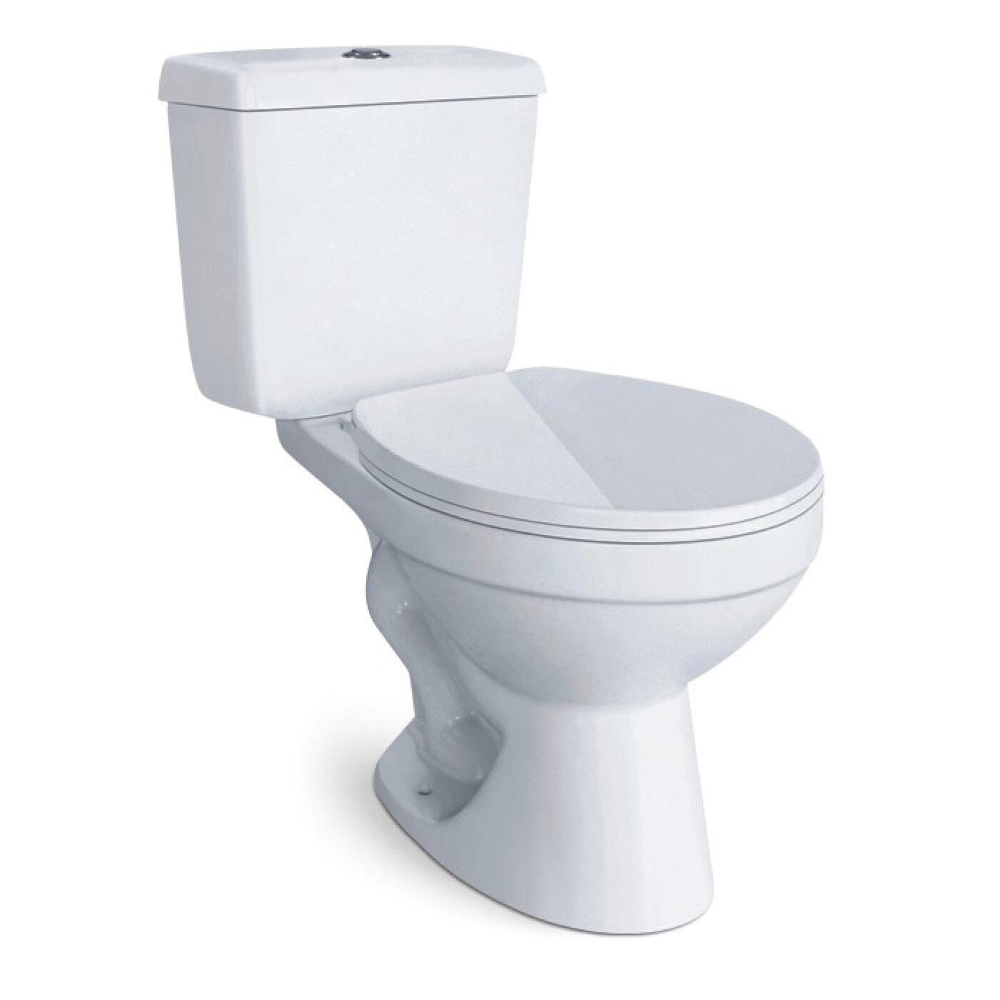 White color sanitary wares ceramic siphonic two piece toilet set s- trap wc toilet with low prices for hotel bathroom