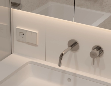 Modern Wood Bathroom Vanity With Integrated Laundry Cabinet product picture (8).webp