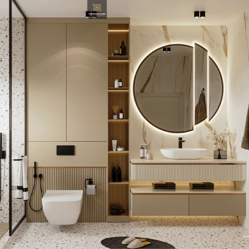Luksuzna krema za kupaonicu Vanity s Terrazzo tušnim prostorom
