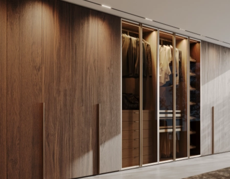 Wooden Open Wardrobe Designs With Glass Storage product picture (7).webp