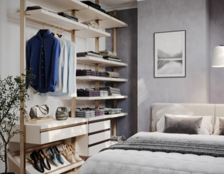 Wooden Open Wardrobe Designs With Glass Storage product picture (8).webp