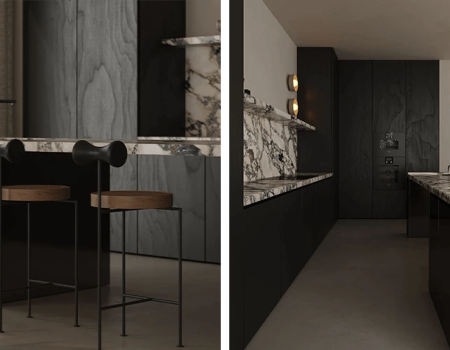 Modern Black Wood Cabinets with Marble Counters product picture (3).webp