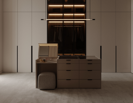 Luxury Walk In Closet Island With LED Vanity Mirror product picture (6).webp