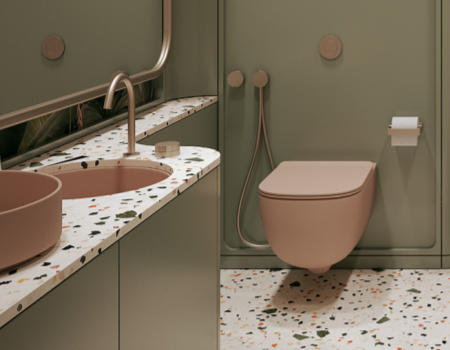 Modern Green Bathroom Vanity With Terrazzo Countertop product picture (11).webp