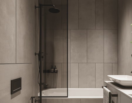 Modern Grey Bathroom Vanity With Hidden Laundry Storage product picture (5).webp