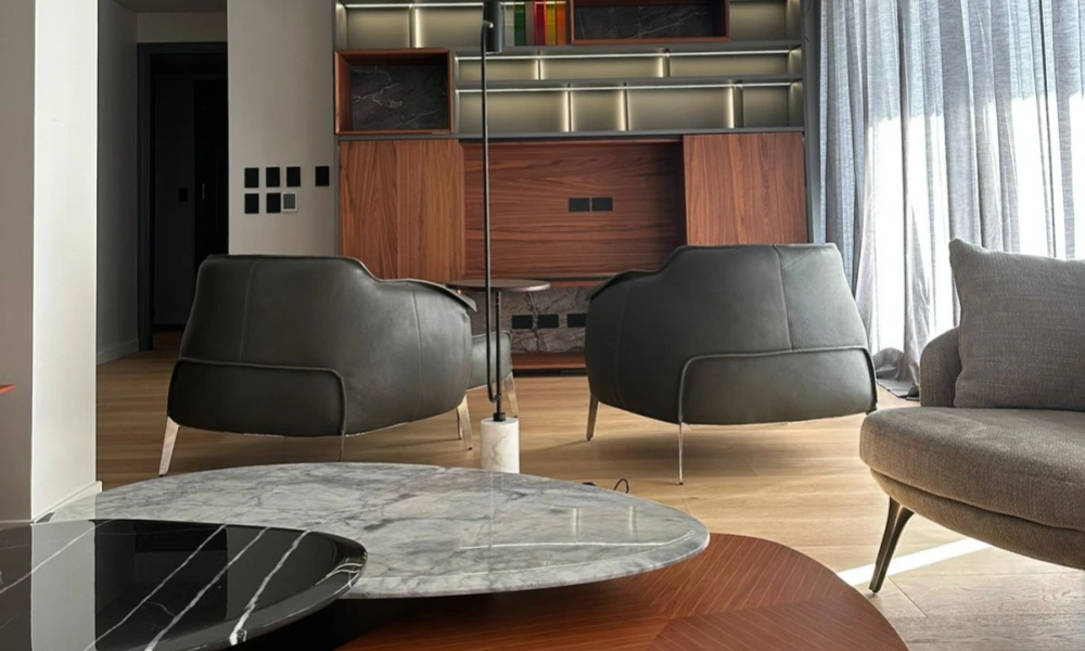 Modern Luxury Apartment Custom Cabinet Project with Warm Walnut Finishes Case image (8).webp