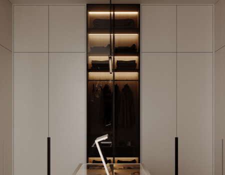 Luxury Walk In Closet Island With LED Vanity Mirror product picture (7).webp