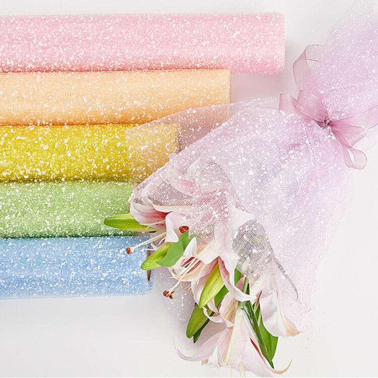Colorful Snow Gauze Flower Wrapping Paper  