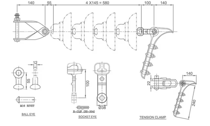 Corrosion Resistance 50-120 Fixing Aluminum conductor tension clamp with Bolt details