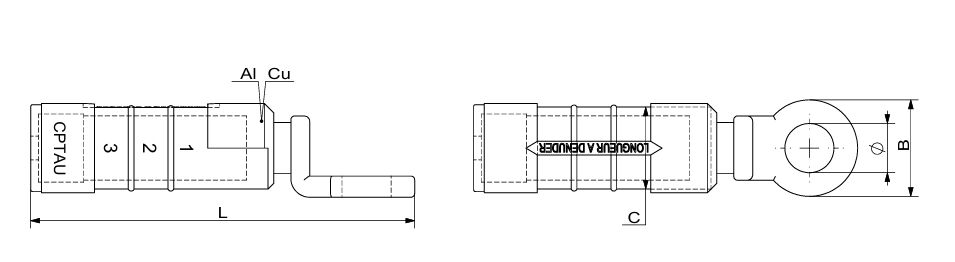 Color signal for different cable Crimped CPTAU Series Cu Al Pre-insulated bimetal lug supplier