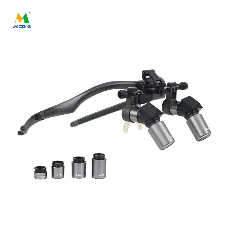 Lupas dentárias ergonômicas Micare 4-em-1 com ampliação de canto, ampliador cirúrgico com múltiplas ampliações: 3,5x, 4,5x, 5,5x e 6,5x