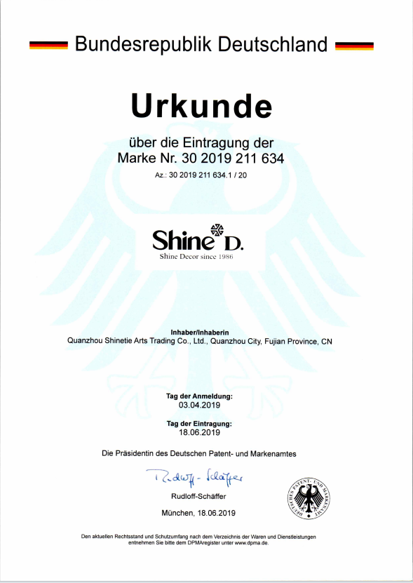 Xintai German Registration Certificate