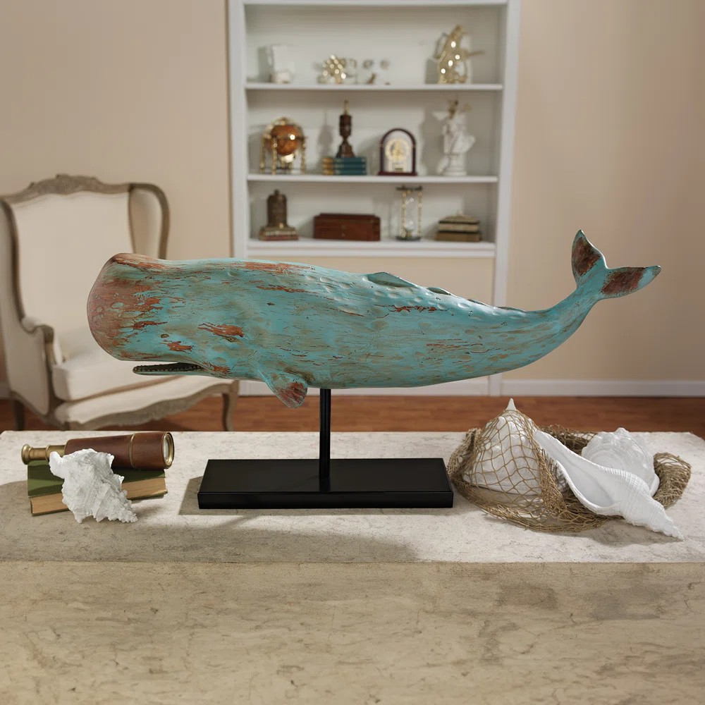 Wholesales Resin Hand-Painted Ocean Series Cetacean Figure Sperm Whale Sculpture for Home Decor