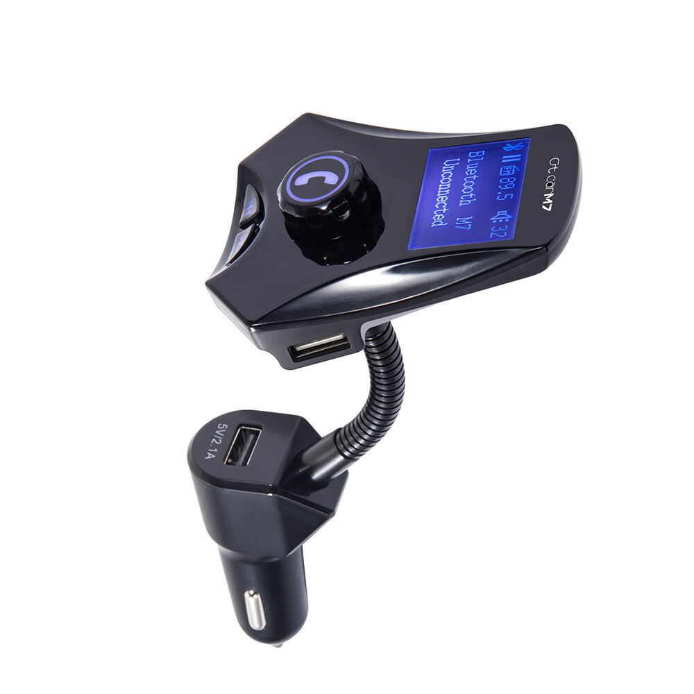 GXYKIT M7 5.0V Autoradio Audio Stereo FM-Transmitter Bluetooth 5.4 Dual-USB-Ladegerät Car Kit MP3-Player mit 1,44 Zoll LED-Bildschirm