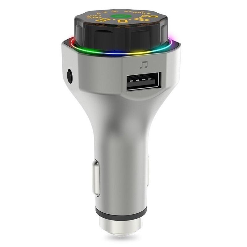 GXYKIT AP06 RGB LED Light Metal Safety Hammer Design Hands Free Car Radio Player Bluetooth Car Charger