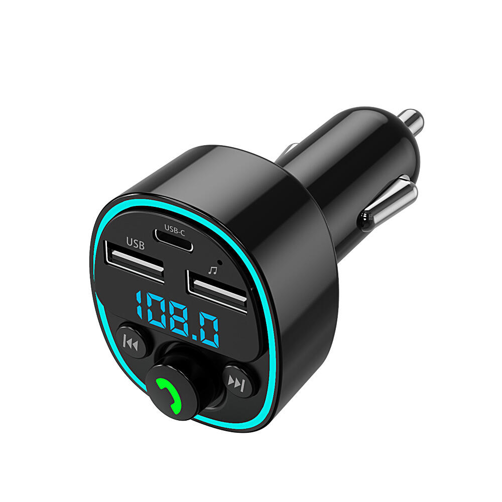 GXYKIT G67 cargador de coche USB Tipo-c QC 3.0 Reproductor MP3 Adaptador de llamada manos libres transmisor FM Bluetooth 5.0 con luz RGB