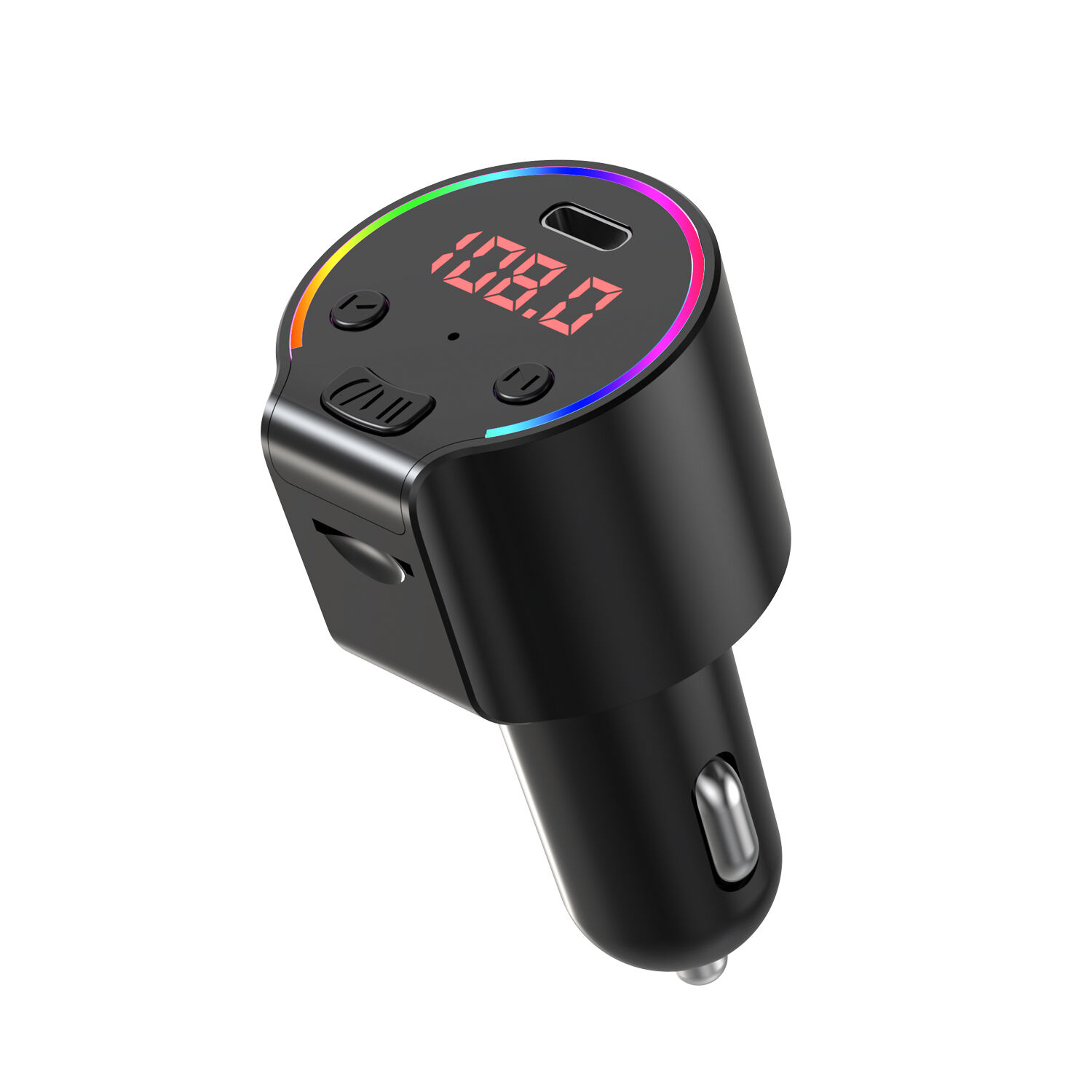 GXYKIT Neuer G61 RGB Licht Hintergrundbeleuchtet USB Typ-C QC3.0 Schnellladegerät Auto-Kit kabelloser Bluetooth 5.4 FM-Transmitter Auto MP3-Player