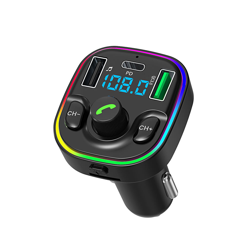 GXYKIT 47 7-Color TF Dual USB Car Charger Audio MP3 Player Kit Wireless Bluetooth FM Transmitter Portable Stereo QC Fast Charging