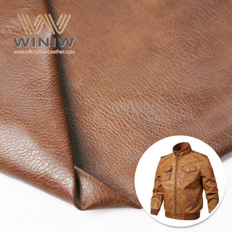 Brown 1.2mm Not Easy To Wrinkle Vegan Microfiber Leather For Poncho