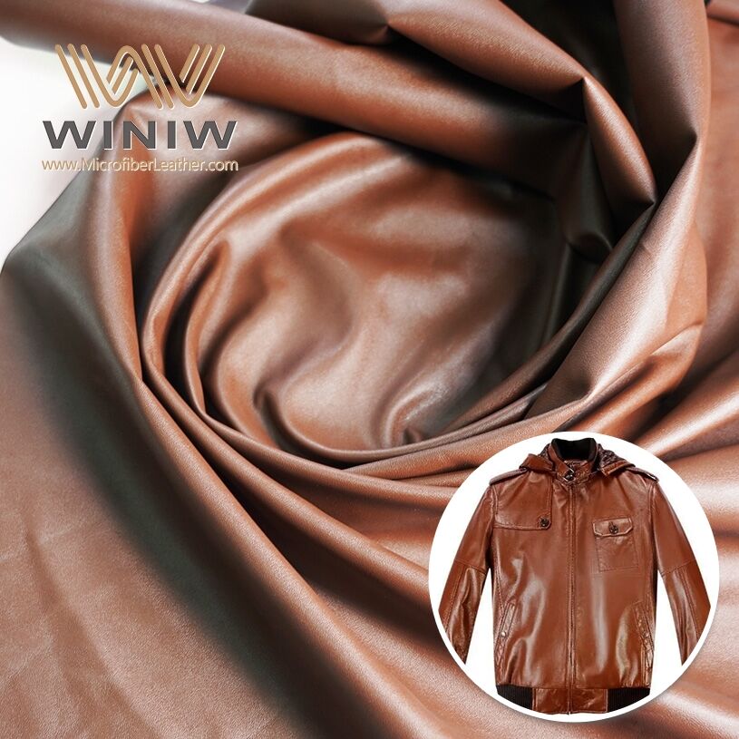 Brown 1.8mm Soft Pliable Texture Faux Microfiber Leather For Overcoat