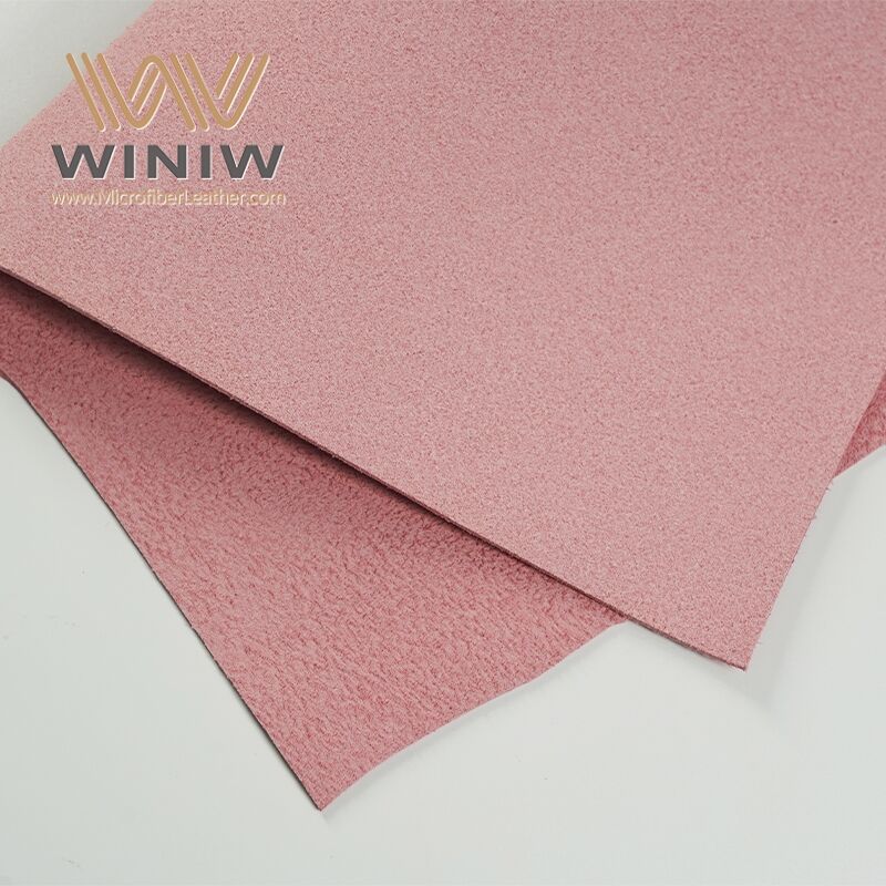 Pink Color Textured Surface Imitation Microfiber Suede Leather