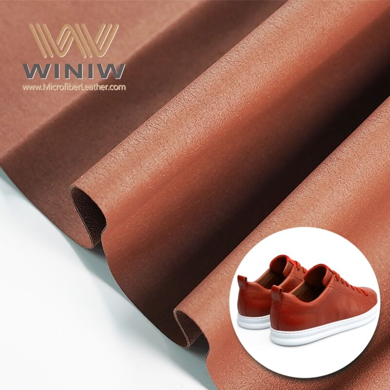 Kulit Microfiber Vegan Kehangatan Lembut Coklat Untuk Pembuatan Lapik Kasut