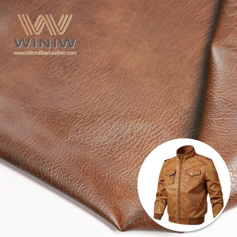 Brown Color Not Easy To Wrinkle Vegan Microfiber Leather For Poncho