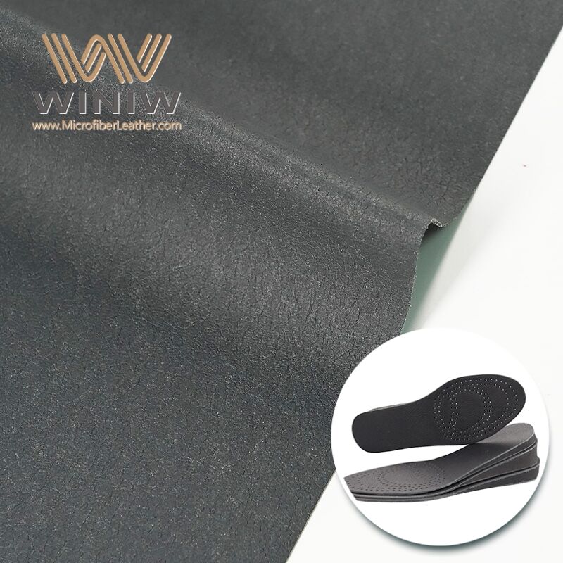 Black Straight Grain Microfiber Leather For Loafers Shoes Lining