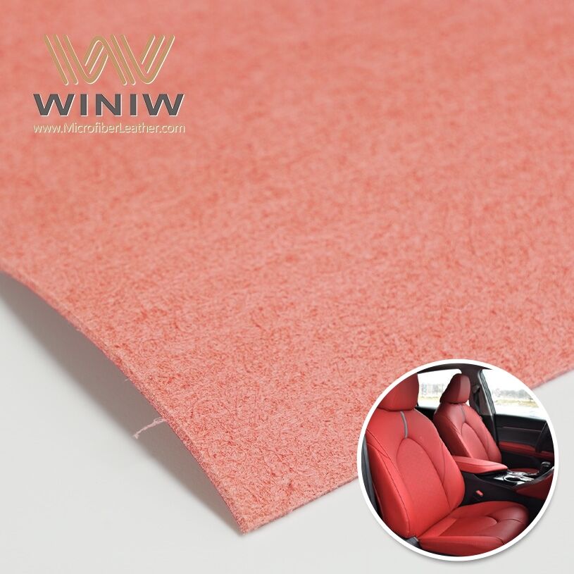 Light Red Fine Wool Pores Imitation Microfiber Leather For Car Heated