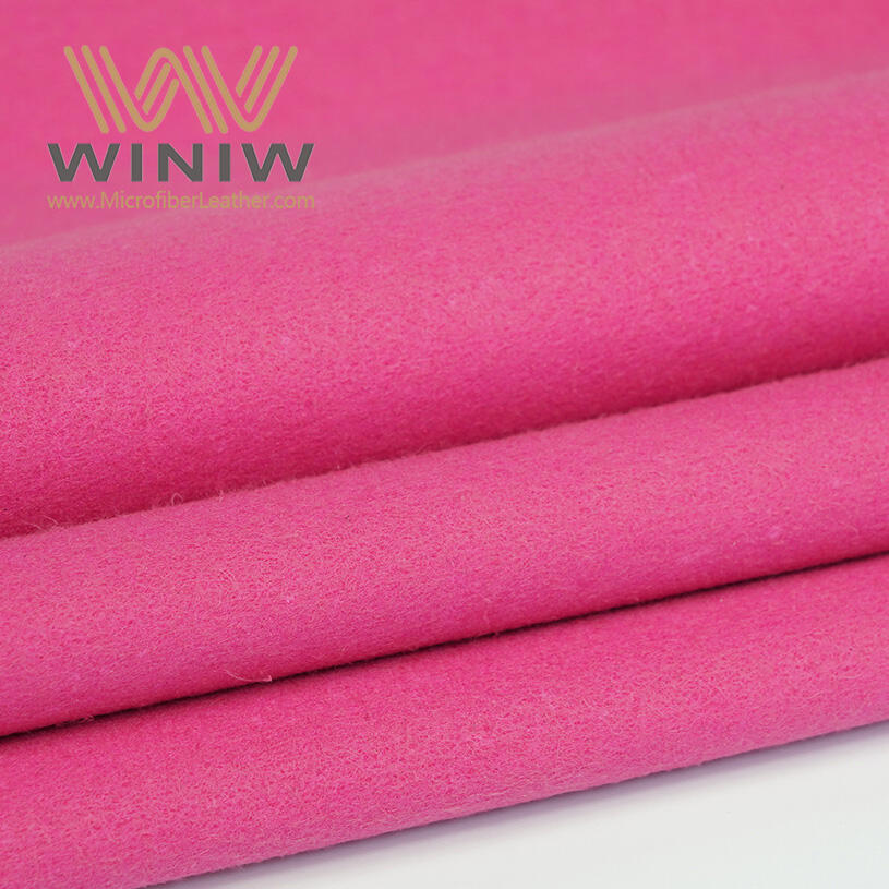 1.0mm Pink Color Stunning Finish Vegan Microfiber Suede Leather