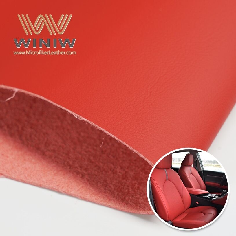 1.8mm Red Fine Wool Pores Imitation Microfiber Leather For Car Heated