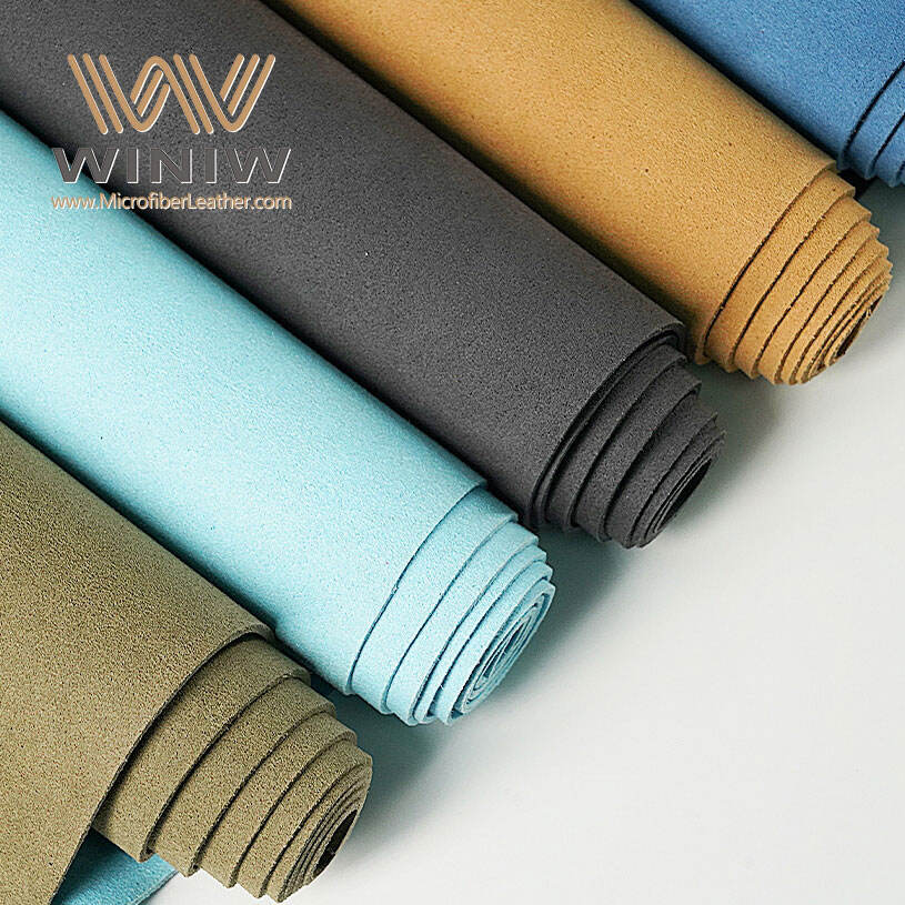 Blue Color 1.6mm Micro Fiber Good Drapeability Suede Fabric Leather