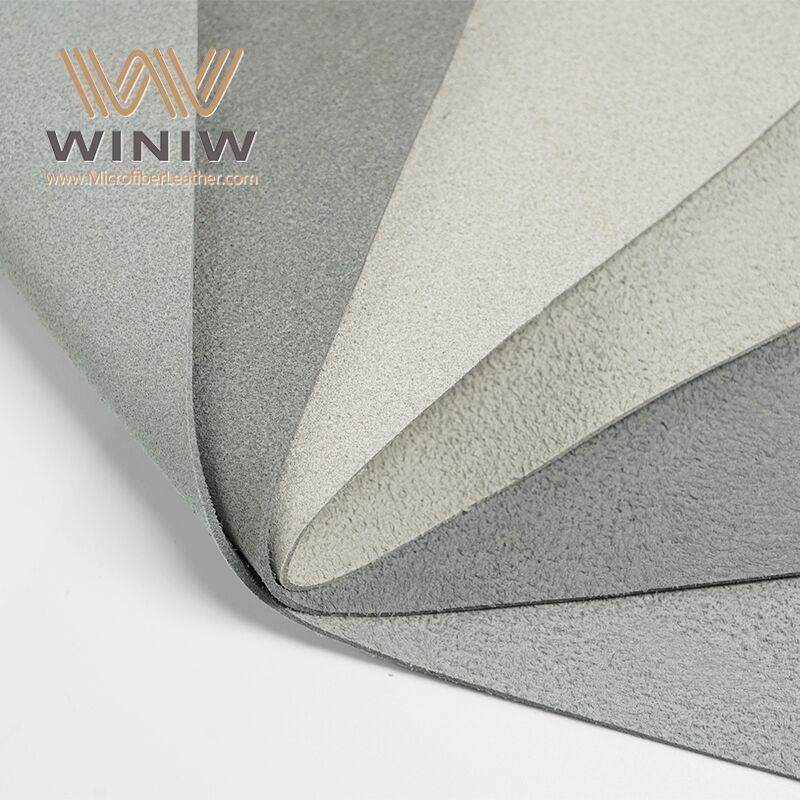 Gray Color Can Be Embossed Artificial Microfiber Suede Leather Fabric