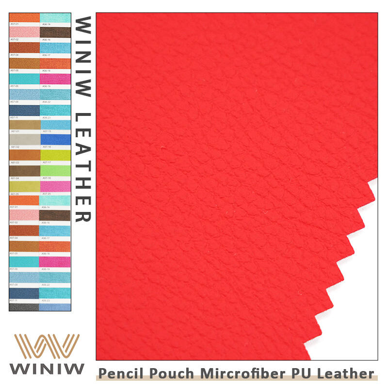 0.6mm Combustion Products Microfiber Cloth PU Material For Stationery Pouch