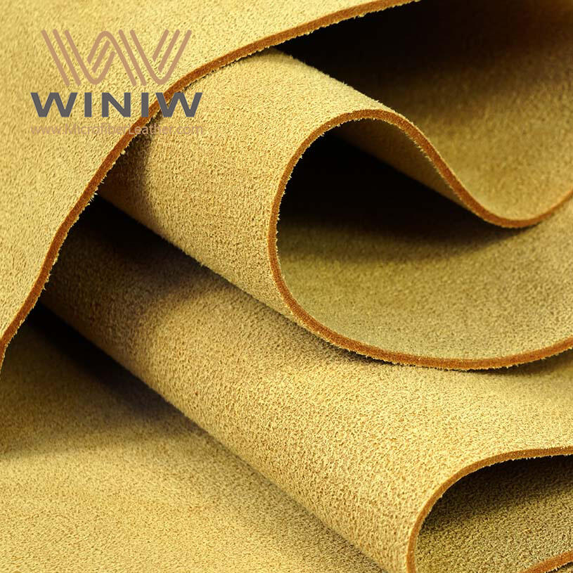 0.6mm Yellow Color Soft And Supple Synthetic Microfiber Suede Leather