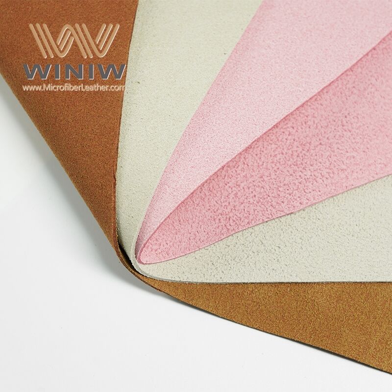 Pink Color Can Be Embossed Artificial Micro fiber Suede Leather Fabric