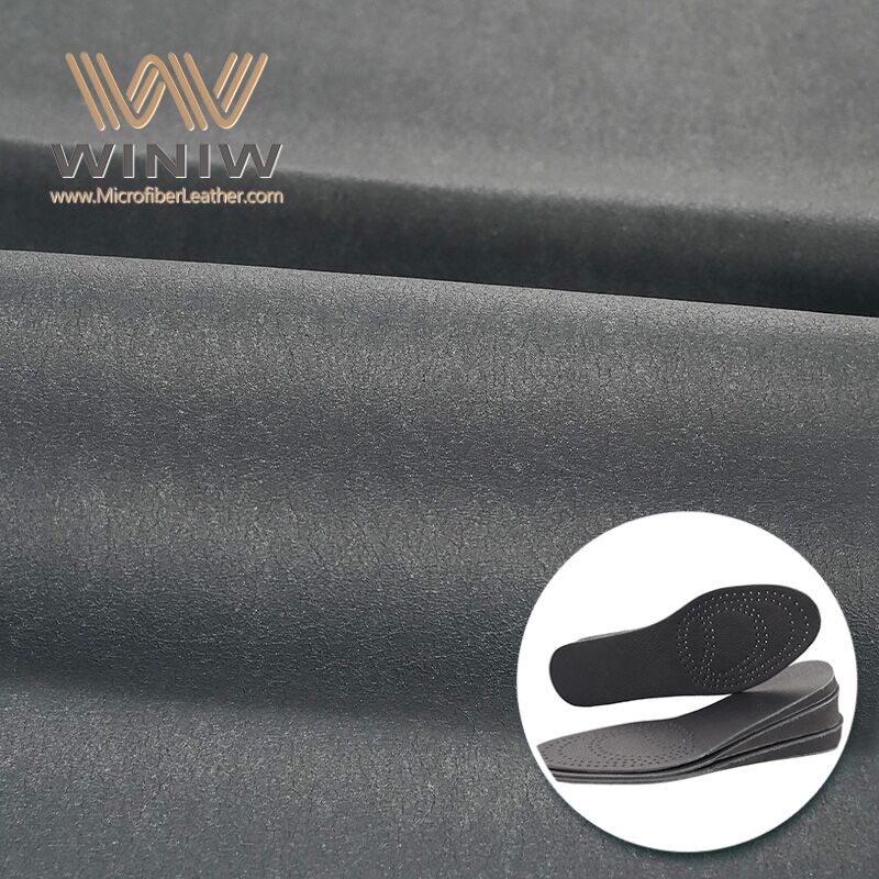 0.6mm Black Straight Grain Microfiber Leather For Loafers Shoes Lining