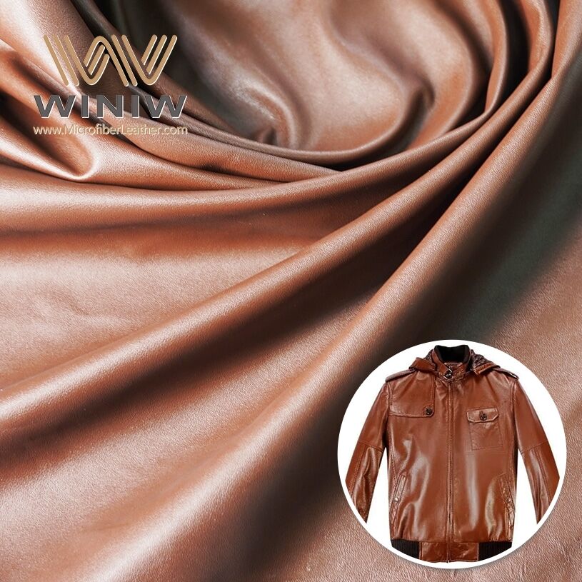 Brown Soft Pliable Texture Synthetic Microfiber Leather For Overcoat