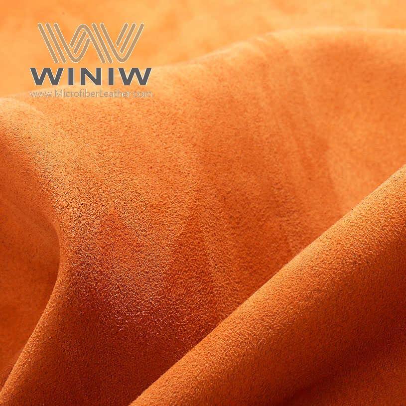 Orange Resistant To Peeling Synthetic Microfiber Suede Fabric Leather