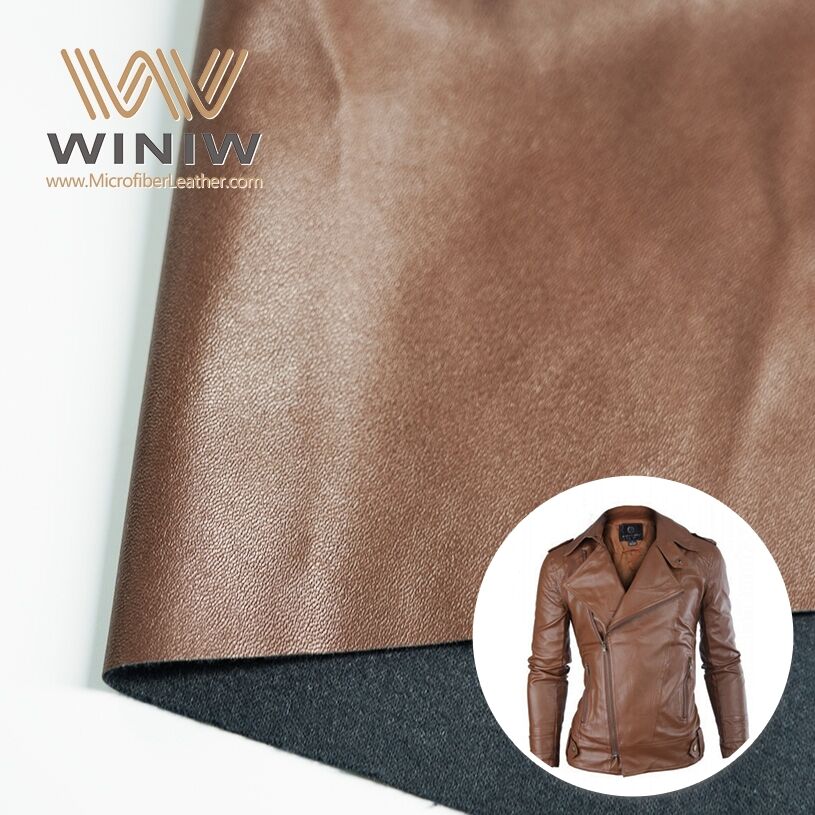 Brown Flat Straight Artificial Microfiber Leather For Coat 