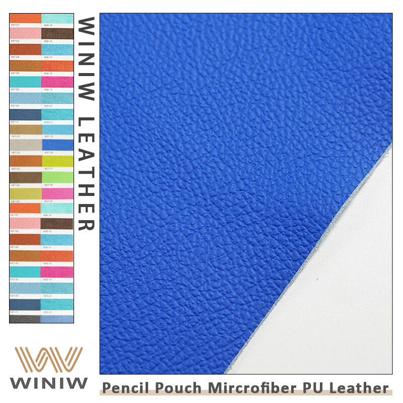 0.5mm Dimensional Stability PU Vegan Microfiber Leather For Stationery Pouch