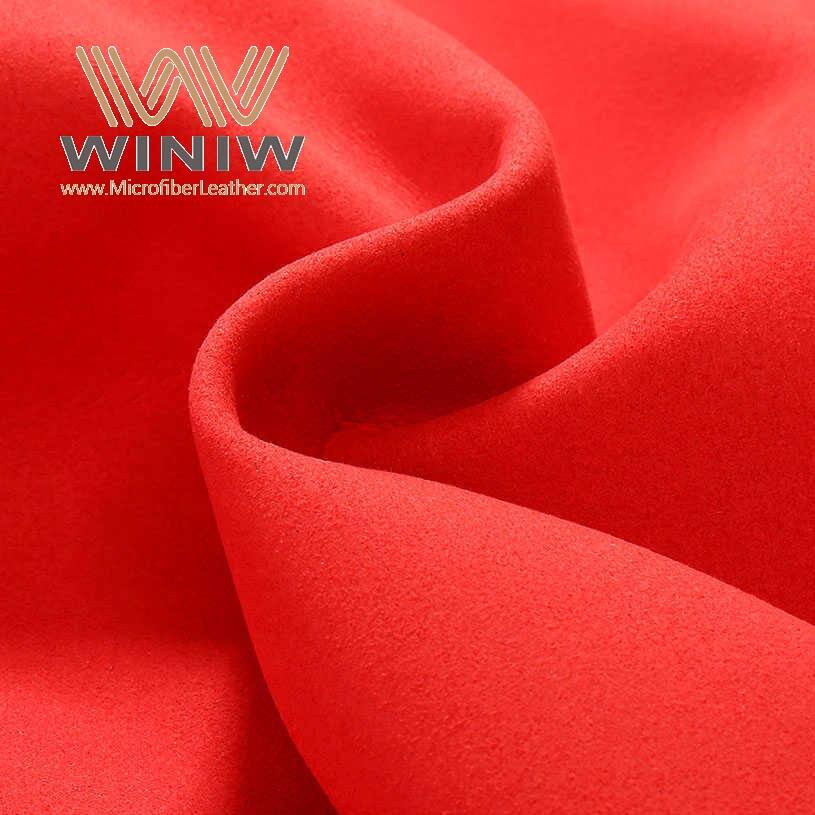 Red Color 0.8mm Flexible Durable Artificial Suede Microfiber Leather