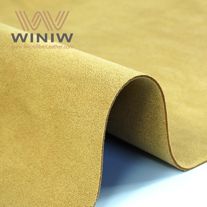 Yellow Soft And Supple Synthetic Microfiber Suede Leather