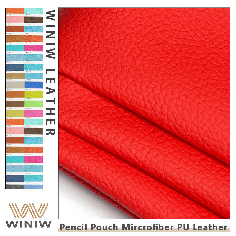 0.5mm Softness And Toughness Textured Leather PU Fabric For Stationery Pouch