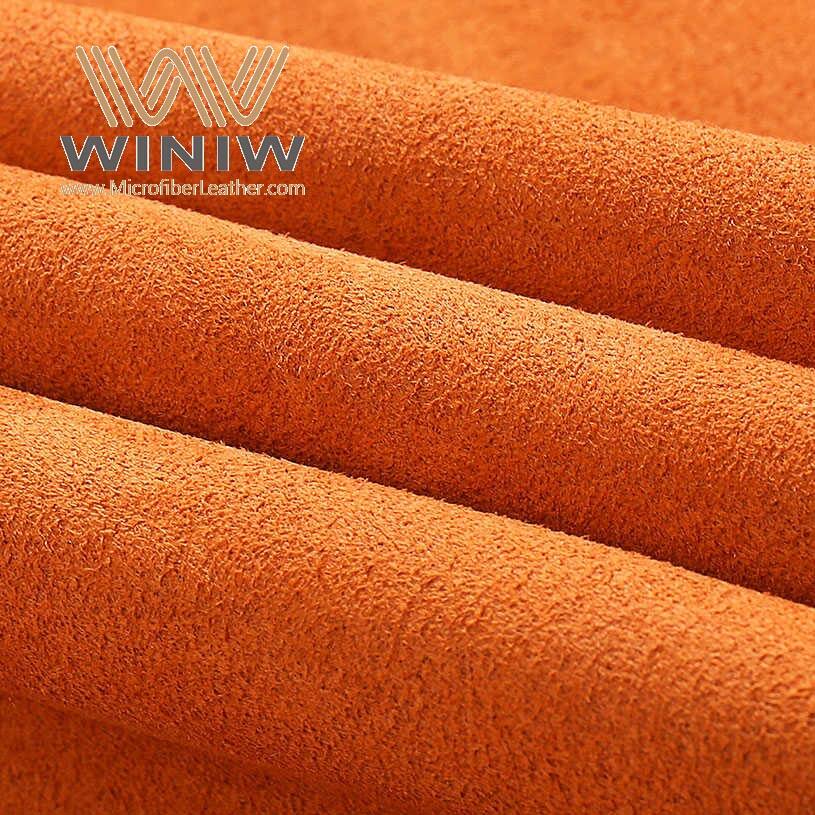 Orange Color Resistant To Peeling Synthetic Microfiber Suede Leather